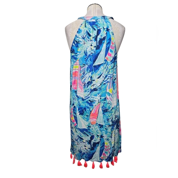 Lilly Pulitzer Sparkling Blue Roxi Hey Bay Bay Tassel Dress XXS - Picture 3 of 7
